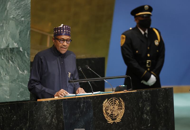 President Muhammadu Buhari of Nigeria criticises fellow leaders who extend their term limits to cling to power. EPA 