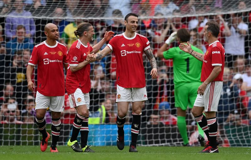  Dimitar Berbatov of Manchester United celebrates scoring. Getty