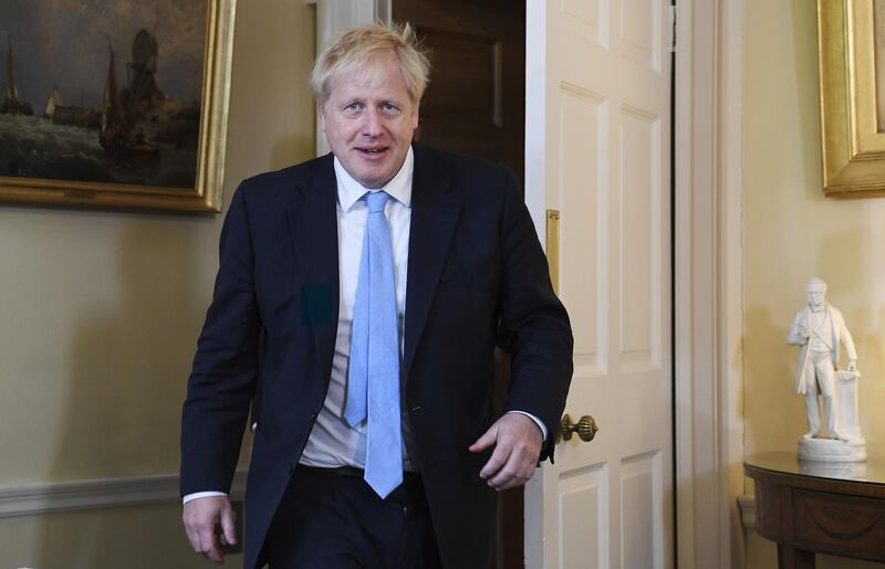Boris Johnson, U.K. prime minister, arrives for his bilateral meeting with Jens Stoltenberg, secretary-general of NATO, inside number 10 Downing Street in London, U.K., on Tuesday, Oct. 15, 2019. Johnson's hopes of a Brexit deal are likely to depend on him not only persuading the European Union to compromise, but his Northern Irish allies too. Photographer: Andy Rain/EPA/Bloomberg