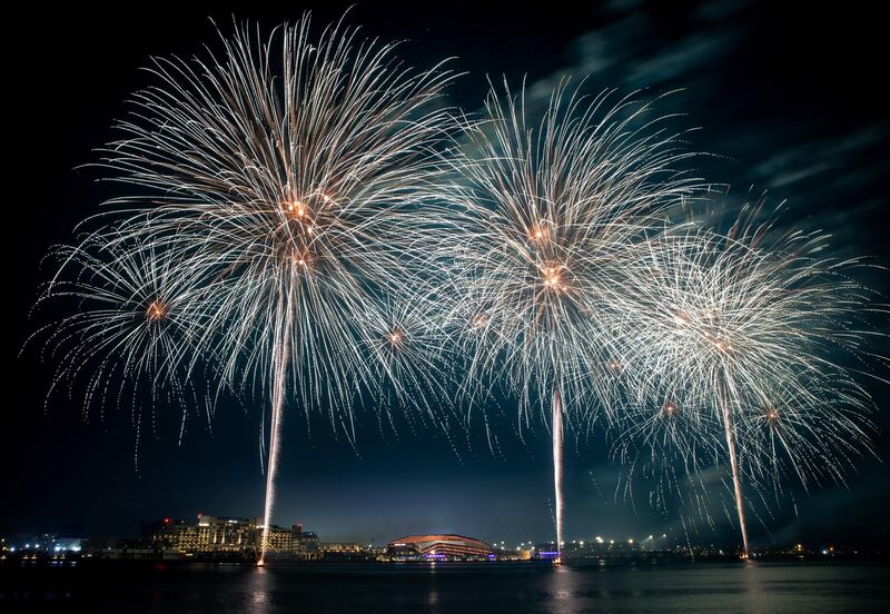 Fireworks are set off from the Yas Bay waterfront to mark Eid Al Fitr on May 13th, 2021.  Victor Besa / The National.
Reporter: None for News