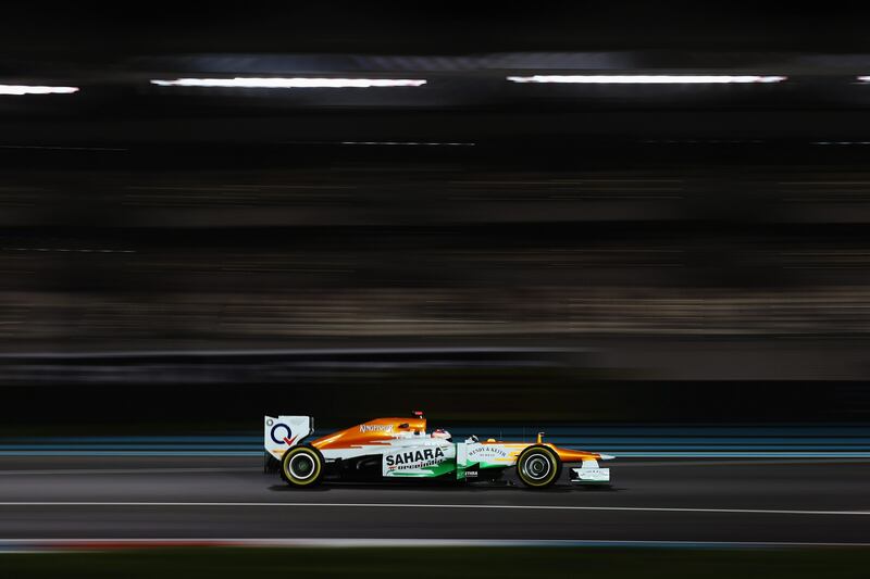 ABU DHABI, UNITED ARAB EMIRATES - NOVEMBER 02:  Paul di Resta of Great Britain and Force India drives during practice for the Abu Dhabi Formula One Grand Prix at the Yas Marina Circuit on November 2, 2012 in Abu Dhabi, United Arab Emirates.  (Photo by Mark Thompson/Getty Images) *** Local Caption ***  155266671.jpg