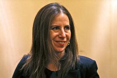 Sigal P. Mandelker, the undersecretary for terrorism and financial intelligence at the U.S. Treasury, talks to journalists at a press briefing in Dubai, United Arab Emirates, Thursday, July 12, 2018. A top U.S. official focused on sanctions on Iran linked American financial pressure on Tehran with the ongoing economic protests roiling the Islamic Republic. (AP Photo/Kamran Jebreili)