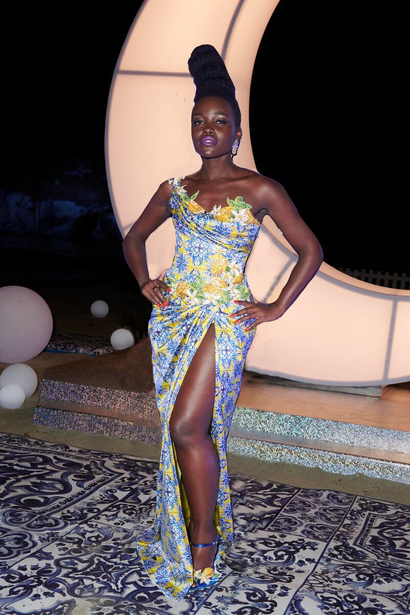 Actress Lupita Nyong’o attends Dolce & Gabbana’s Alta Moda presentation in Sicily. 