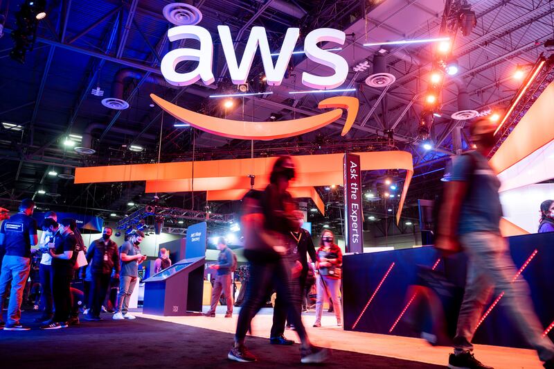 An expo hall at AWS's re:Invent conference in Las Vegas on December 1. AP