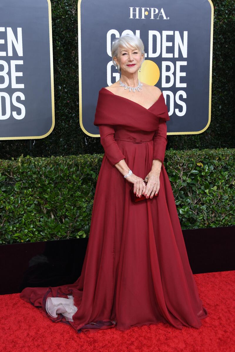 Helen Mirren arrives for the 77th annual Golden Globe Awards on January 5, 2020. AFP