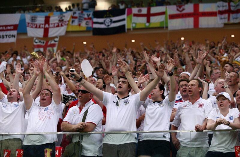 England fans supporting their team inside the Arena Amazonia during the match against Italy at the 2014 World Cup in Manaus, Brazil on Saturday. Adam Pretty / Getty Images