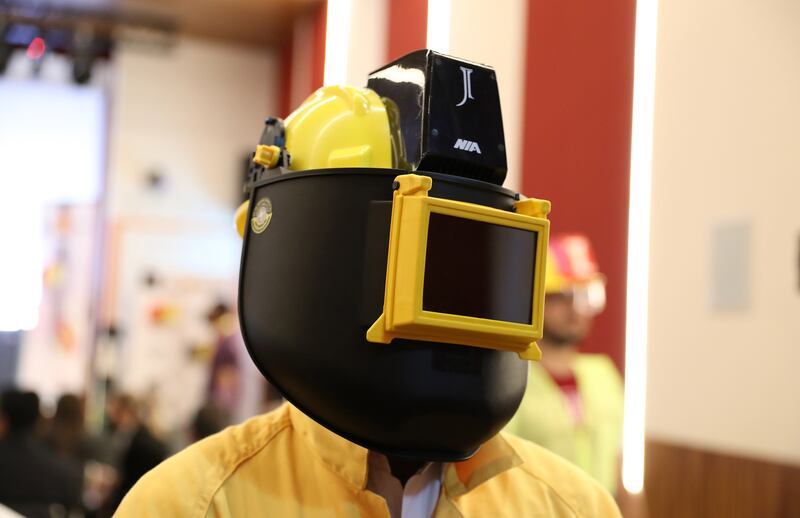 At 800 grams, the helmets weigh almost twice that of a normal construction helmet but are about half the weight of a standard motorcycle crash helmet.