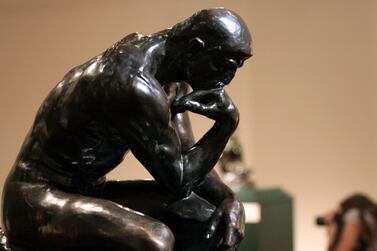 The Thinker, the most famous work of Auguste Rodin, is on display at the Sabanci Museum in Istanbul June 12, 2006. REUTERS/Fatih Saribas (TURKEY)