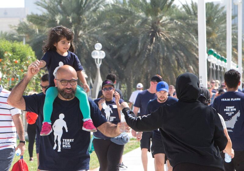 ABU DHABI, UNITED ARAB EMIRATES - Participants running at the Terry Fox Run, Corniche Beach.  Leslie Pableo for The National