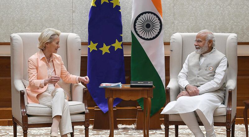 Ursula von der Leyen meets Indian Prime Minister Narendra Modi. EPA