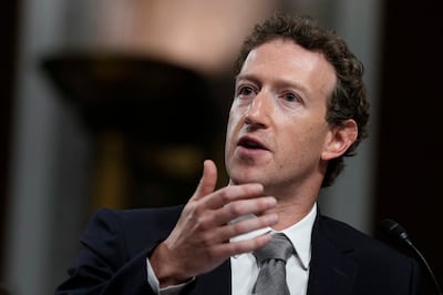 Meta founder and chief executive Mark Zuckerberg speaks during a Senate hearing in Washington. AP