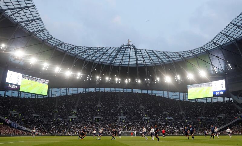FILE PHOTO: ON THIS DAY -- March 30  March 30, 2019     SOCCER - Tottenham Hotspur and Inter Milan players from yesteryear took part in a friendly match which served as a final test event at Spurs' new 1 billion-pound ($1.25 billion) stadium in London.     Around 45,000 fans turned to watch Inter win 5-4, ahead of the launch of the Tottenham Hotspur Stadium which was supposed to open in September 2018 but had its inauguration delayed to 2019 due to a series of safety issues.     The 62,000-seater was finally opened in April 2019, with Sours beating Crystal Palace 2-0 in the Premier League -- the first official game held at the venue. Action Images via Reuters/Matthew Childs/File Photo