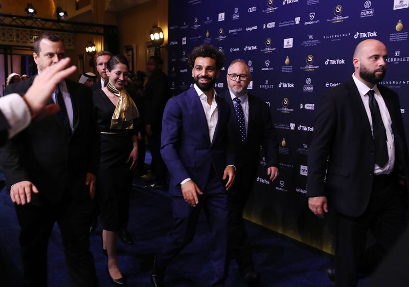 Egypt and Liverpool striker Mohamed Salah attends Dubai Globe Soccer Awards 2022. Chris Whiteoak / The National