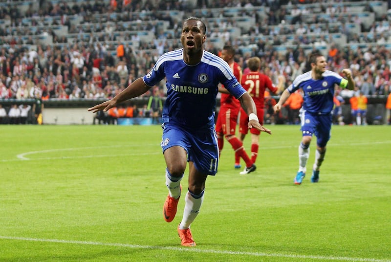 FILE PHOTO: Football - Bayern Munich v Chelsea 2012 UEFA Champions League Final  - Allianz Arena, Munich, Germany - 19/5/12   Didier Drogba celebrates after scoring the first goal for Chelsea   Mandatory Credit: Action Images / Carl Recine/File Photo