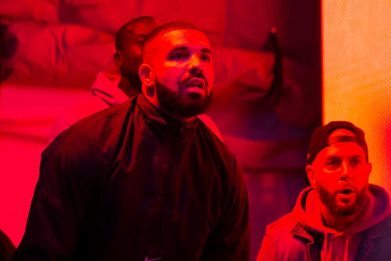 Drake watched the Toronto Raptors make NBA history in the fan park in Toronto. AP Photo