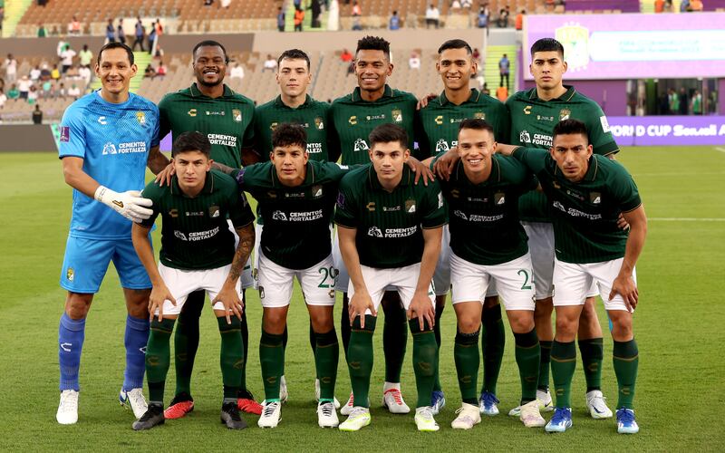 The starting eleven of Club Leon pose for the team picture. EPA