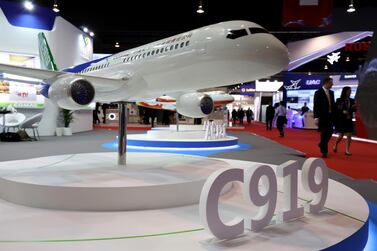 A model of the Commercial Aircraft Corpation of China C919 aircraft. The state-owned Chinese company, which is producing the nation’s first homebuilt single-aisle commercial aircraft, expects to start mass production of the C919 jet after 2021 as it chases markets in Asia and Africa. Bloomberg