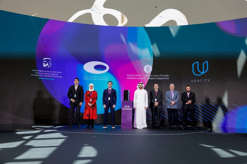 Six software projects developed by Arab youth from around the world, using skills acquired on the One Million Arab Coders initiative, are competing for the grand prize of $1 million for the most innovative coding project. Photo: @HamdanMohammed via Twitter
