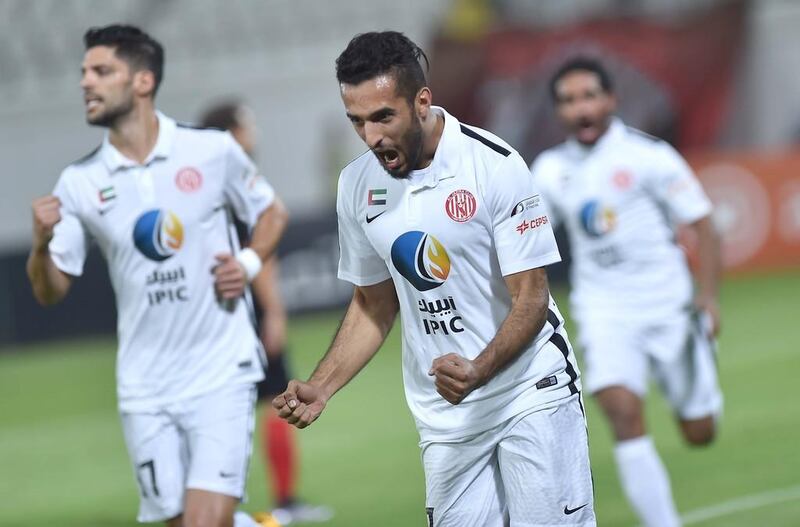 Ali Mabkhout scored a hat-trick in the semi-final to guide Al Jazira past Al Ahli and into the President's Cup final. Courtesy UAE FA