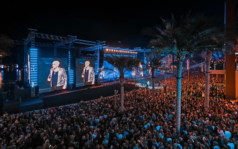 Robbie Williams performed at The Pointe on Palm Jumeirah on Friday, January 24. Courtesy MSL