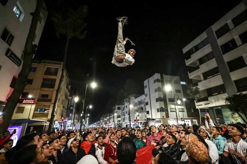 Fans party hard in Morocco capital Rabat. AFP
