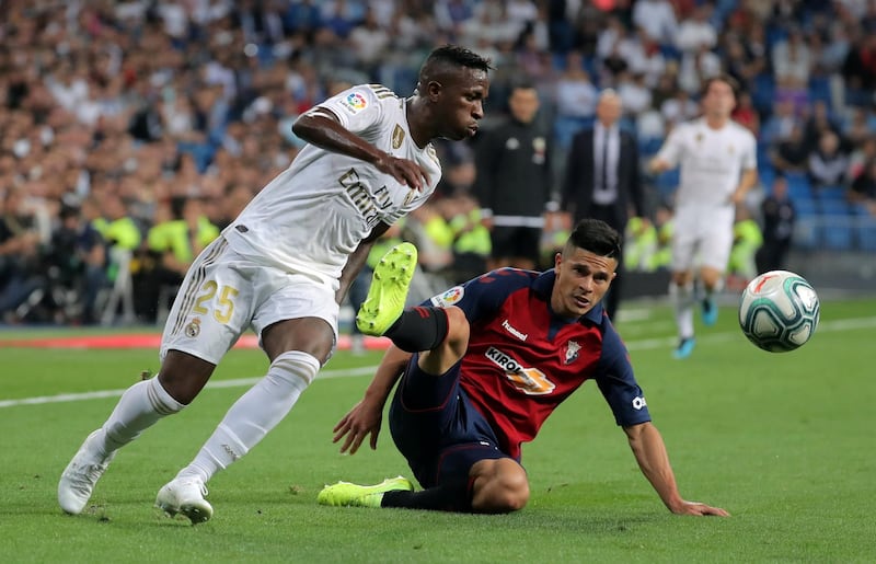 Real Madrid's Vinicius Junior in action against Osasuna on Wednesday. Reuters