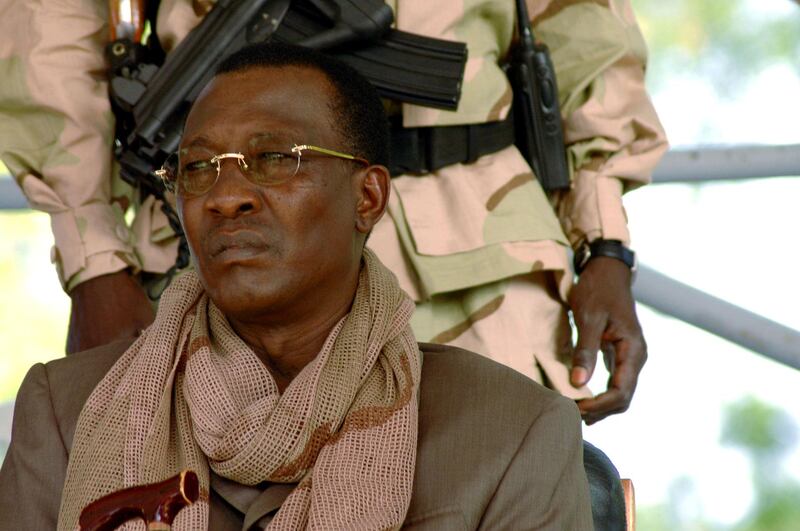Idriss Deby watches a rally in N'Djamena on April 15, 2006. Reuters