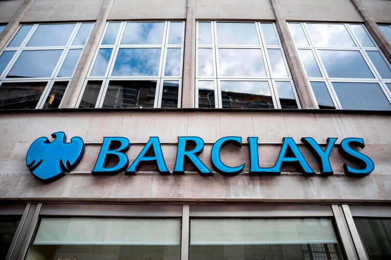 (FILES) This file photo taken on October 22, 2017 shows the front of a branch of Barclays bank in central London.
British banking giant Barclays said February 22, 2018, that losses related to the sale of its African business, litigation costs and a one-off negative impact from the US tax reforms pushed it into the red in 2017. / AFP PHOTO / Tolga Akmen