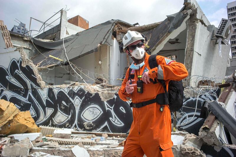 LEBANON, Beirut. 12th August 2020
SARAID member Thomas Dowse assess buildings and it's structural damage after being effected by the blast.
SARAID is a British charity which arrived in Beirut 49 hours after a blast ripped through the city, causing more than 140 deaths, 300,000 homeless and structural damage to a 20km radius. 