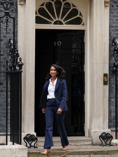 Claire Coutinho leaves Downing Street after being appointed Secretary of State for Energy Security and Net Zero. AP