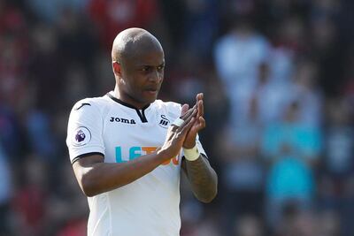 Soccer Football - Premier League - AFC Bournemouth vs Swansea City - Vitality Stadium, Bournemouth, Britain - May 5, 2018   Swansea City's Andre Ayew looks dejected after the match               REUTERS/David Klein    EDITORIAL USE ONLY. No use with unauthorized audio, video, data, fixture lists, club/league logos or "live" services. Online in-match use limited to 75 images, no video emulation. No use in betting, games or single club/league/player publications.  Please contact your account representative for further details.
