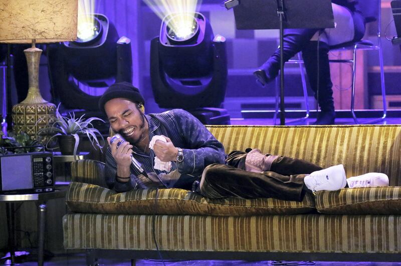 THE TONIGHT SHOW STARRING JIMMY FALLON -- Episode 0624 -- Pictured: (l-r) Anderson .Paak of musical guest NxWorries performs on February 14, 2017 -- (Photo by: Andrew Lipovsky/NBC/NBCU Photo Bank via Getty Images)