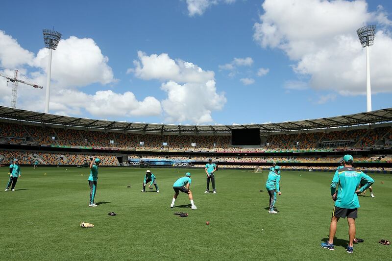 BRISBANE, AUSTRALIA - NOVEMBER 20:  General view during an Australia training session at The Gabba on November 20, 2017 in Brisbane, Australia.  (Photo by Chris Hyde/Getty Images)