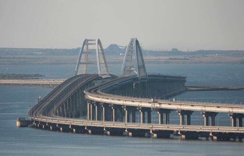 The bridge, which spans the Kerch Strait, was damaged in October by a lorry bomb. Reuters