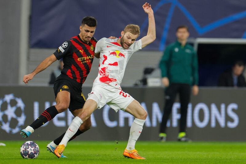 Konrad Laimer 6: Chasing City shadows as the English champions passed rings around their German opponents in first-half. Better after break when Leipzig came out with far more positive attitude. AFP