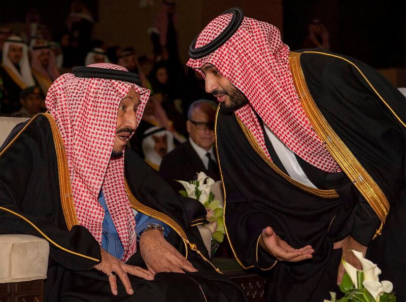 Saudi Arabia's King Salman, left, and Crown Prince Mohammed bin Salman attend the inauguration of the Diriyah Gate in Riyadh, Saudi Arabia. EPA