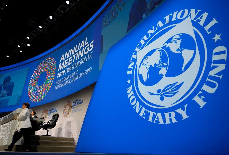 IMF Managing Director Kristalina Georgieva  speaks at the IMF/World Bank Annual Fall Meetings Plenary Session in Washington, DC, on October 18, 2019. / AFP / Andrew CABALLERO-REYNOLDS

