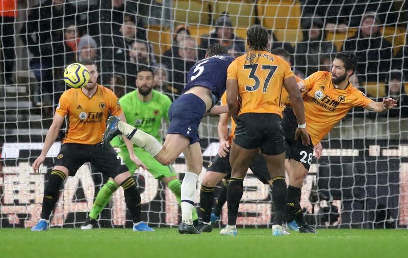 Tottenham Hotspur's Jan Vertonghen scores their second goal. Reuters