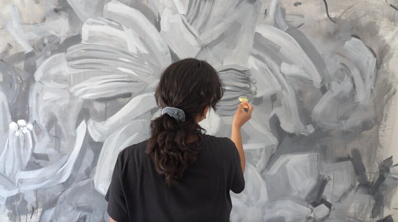 Miramar in her studio in Jabal Amman. Amy McConaghy / The National