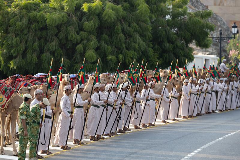 Camel riders take part in the reception. Photo: UAE Presidential Court 