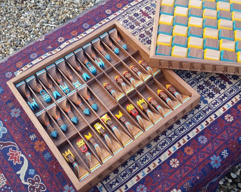 Side tables that become chess and backgammon sets. Courtesy Naseer Yasna