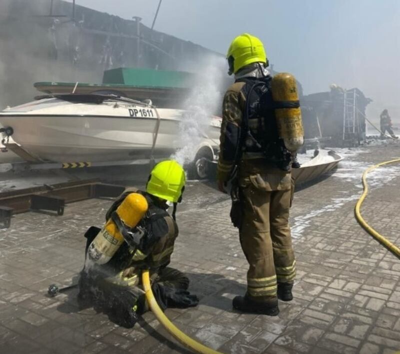 Firefighters were called to a boat fire in Dubai on Saturday morning. Photo: Dubai Civil Defence