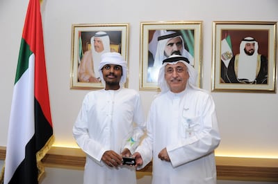 Kidney transplant patient Khalid Al Marzooq with Dr Younis Kazem, chief executive of Dubai Healthcare Corporation. Courtesy DHA