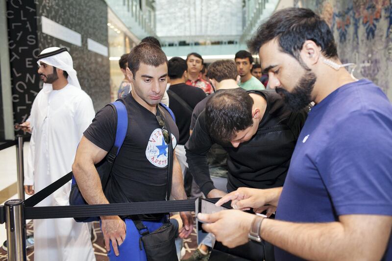 23.09.17. iPhone 8 launch in Dubai Mall Saturday morning. People has waited in line since early morning and others has pre ordered a phone online. 

Anna Nielsen For The National.