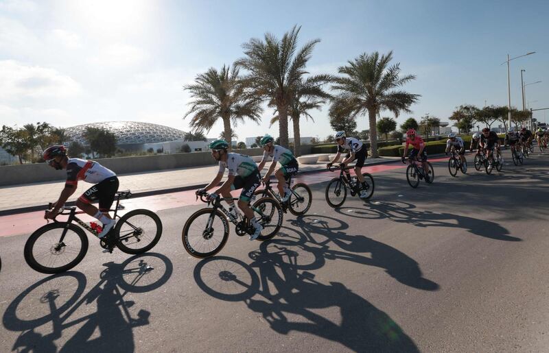 The pack rides during the seventh stage of the UAE Tour. AFP