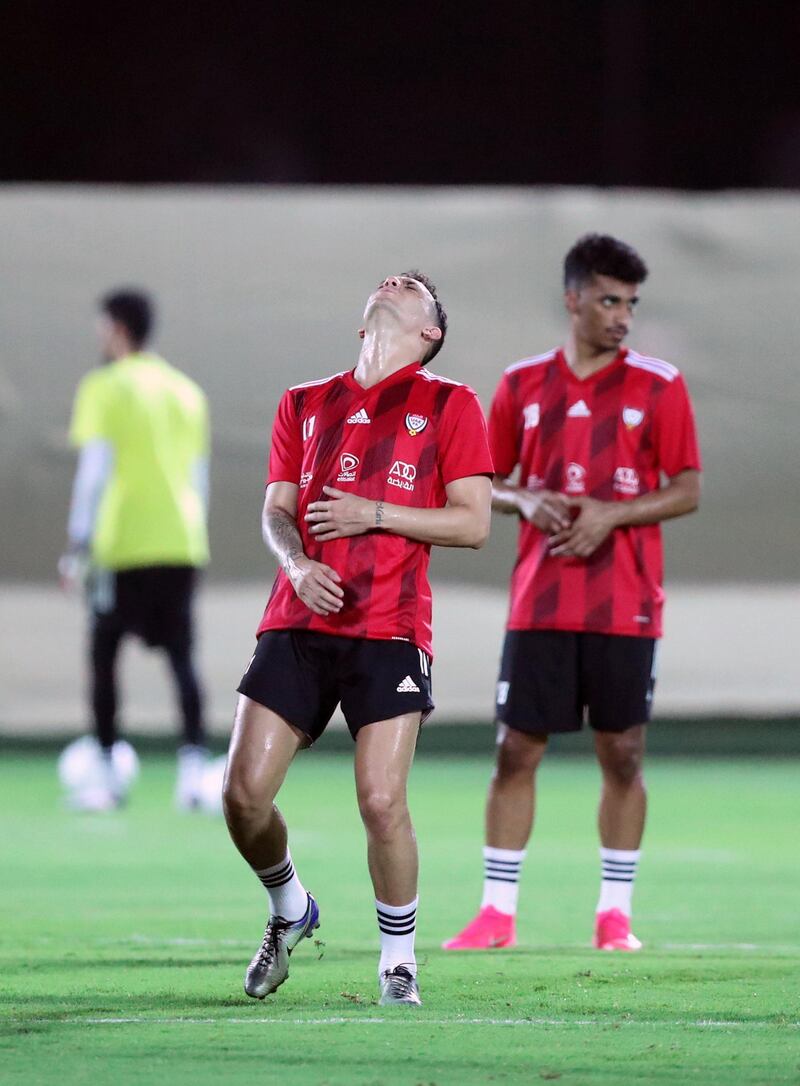 UAE's Caio Canedo during training before the game between the UAE and Thailand in the World cup qualifiers at the Zabeel Stadium, Dubai on June 6th, 2021. Chris Whiteoak / The National. 
Reporter: John McAuley for Sport