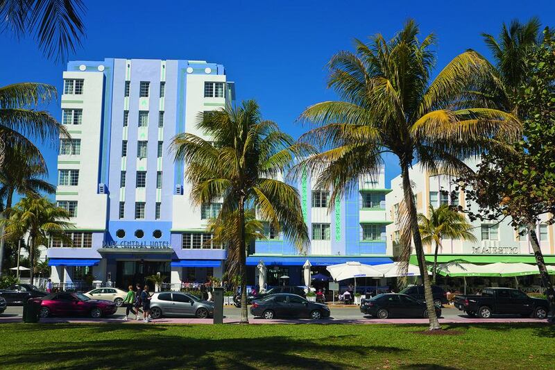 Art Deco Hotels in South Beach, Miami, Florida. Getty Images