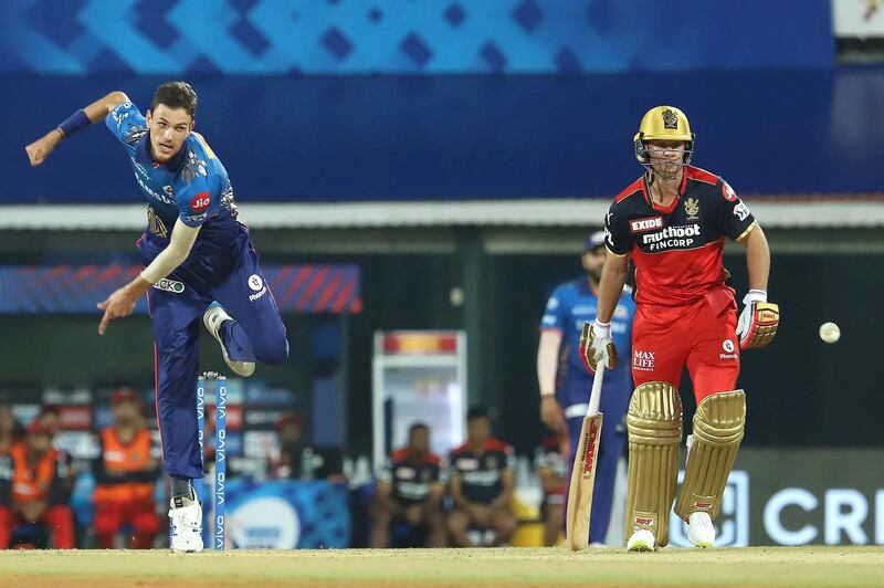 Macro Jansen of Mumbai Indians bowls during match 1 of the Vivo Indian Premier League 2021 between Mumbai Indians and the Royal Challengers Bangalore held at the M. A. Chidambaram Stadium, Chennai on the 9th April 2021. Photo by Faheem Hussain / Sportzpics for IPL