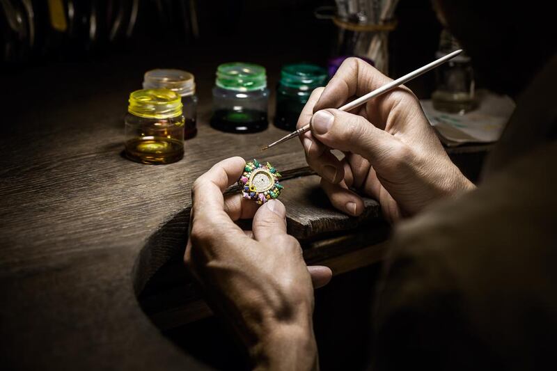 The stones are set by hand. Courtesy Dior Joaillerie