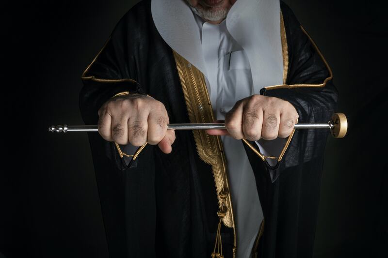 Key to Kabah II (2020) - one of Saudi Arabian photographer Adel Al Quraishi' Portraits of the Banu Shaibah, the family of the keepers of the Kaaba keys. Photo: Diriyah Biennale Foundation